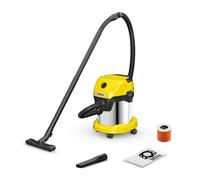 Karcher Aspirateur de chantier eau et pousière WD 3 S V-15 4 20 1000W avec cuve acier inox 15l Soufflerie Câble 4m et flexible 2m