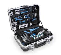 Karcher Coffret cliquet garni, 114 pièces, bleu, acier Cr-V & acier | Cle a cliquet avec marteau | Coffret douille | Tournevis & embouts | Mètre pliant | Ciseaux | Ruban à mesurer | Abrasif