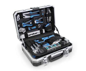 Karcher Coffret cliquet garni, 114 pièces, bleu, acier Cr-V & acier | Cle a cliquet avec marteau | Coffret douille | Tournevis & embouts | Mètre pliant | Ciseaux | Ruban à mesurer | Abrasif