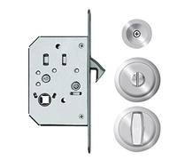 Karcher Design Serrure à larder rosace ronde pour porte coulissante avec manœuvres de condamnation usinage ø 48 mm inox satiné
