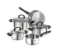 Karcher Mia set de casseroles en acier inoxydable, set de casseroles à induction, pots avec couvercle en verre/poêle/casserole, 5 pièces