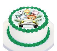 Kardasis Animaux de la Jungle gâteau topper avec papier sucre | Topper comestible pour gâteaux | Disque Azyme Décoration de gâteau pour l'anniversaire thème jungle | 20 cm