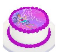 Kardasis Barbie Fairytopia cake topper avec papier sucre | Topper comestible pour gâteaux | Dique Azyme Décoration de gâteau pour l'anniversaire thème Barbie | 20 cm