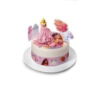 Kardasis Barbie Princesse dessus de gâteau avec Figurines | Décoration comestible pour gâteaux | Décoration de gâteau pour anniversaire à thème | 20cm + 4 rubans 28x4cm + 3 figurines + 1 figurine 3D