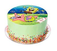 Kardasis Bob l’Éponge cake topper avec papier sucre | Topper comestible pour gâteaux | Disque Azyme Décoration de gâteau pour l'anniversaire à thème Spongebob | 20cm