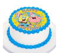 Kardasis Bob l'éponge cake topper avec papier sucre | Topper comestible pour gâteaux | Disque Azyme Décoration de gâteau pour l'anniversaire thème Sponge Bob | 20cm