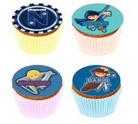 Kardasis Cupcake Toppers Playmobil Novelmore | Décoration Muffins Comestible | Topper pour Cupcakes Anniversaire Enfant | Papier sucre 5,3 cm + 12 pièces
