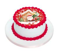 Kardasis Disque comestible de Noël en sucre - Décoration de gâteau et de pâtisserie - Décor comestible avec motifs festifs de Noël - Ø 20 cm rond en papier sucre