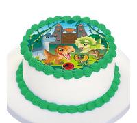 Kardasis Jurassic World Explorers cake topper avec papier sucre | Topper comestible pour gâteaux | Disque Azyme Décoration de gâteau pour l'anniversaire sur le thème Jurassic World | 20 cm