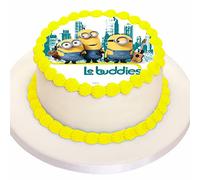 Kardasis Les Minions cake topper avec papier sucre | Topper comestible pour gâteaux | Disque Azyme Décoration de gâteau pour l'anniversaire à thème Minions | 20cm