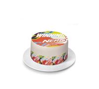 Kardasis Nerf cake topper avec papier sucre | topper comestible pour gâteaux | Disque Azyme décoration de gâteau pour l'anniversaire thème Nerf | 20 cm + 4 rubans