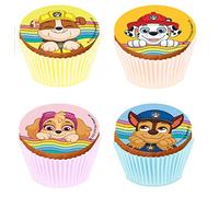 Kardasis Pat Patrouille Cupcake Décoration | Feuille Azyme Comestible Décoration Gâteau | Déco de Gateau Comestible Amusantes pour Anniversaire Pat Patrouille | 5.3cm/12 pcs