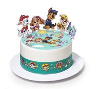 Kardasis Pat Patrouille Dessus de Gâteau et figurines en Papier | Disque Azyme comestible pour Gâteaux | Décoration de Gâteau pour l'anniversaire à thème | 20cm + 4 bandes 28x4cm + 5 figurines