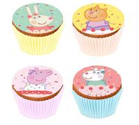 Kardasis Peppa Pig Cupcake Topper Muffin Décoration | Topper comestible pour gâteaux Et Cupcake | Décoration de gâteau pour l'anniversaire thème Peppa Pig | 5,3cm + 12 pièces