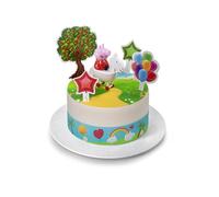 Kardasis Peppa Pig dessus de gâteau avec figurines en papier | Topper comestible pour gâteaux | Décoration de gâteau pour l'anniversaire | 20cm+ 4 bandes 28x4cm+ 4 figurines + 1 figurine 3D