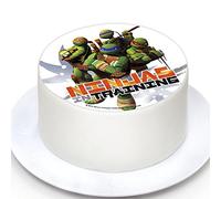 Kardasis TMNT Ninja cake topper avec papier sucre | Topper comestible pour gâteaux | Disque Azyme Décoration de gâteau pour l'anniversaire thème TMNT Ninja | 20cm