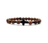 KARDINAL WEIST crucifix bois perles bracelet, bijoux pour femmes et hommes, FAIT - AMOUR - ESPOIR - №1 (L)