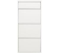 Kare Armoire à Chaussures Design Caruso 3+1, Blanche, 119 x 50 x 15 cm, en Acier, avec Espace pour 6 Paires de Chaussures, Couloir