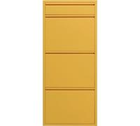Kare Armoire à Chaussures Design Caruso 3+1, Jaune, étroite, Peu encombrante, 119 x 50 x 15 cm, avec Compartiment à clés, Coffre à Chaussures, Acier, avec Espace pour 6 Paires de Chaussures, Couloir
