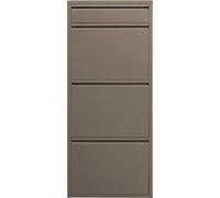 Kare Armoire à Chaussures Design Caruso 3+1, Taupe, étroite, Peu encombrante, 119 x 50 x 15 cm, avec Compartiment à clés, Coffre à Chaussures, Acier, Espace pour 6 Paires de Chaussures, Couloir