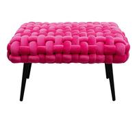 Kare Banc Design Weave - Rose - avec Motif tressé - Charge maximale : 110 kg - Facile d'entretien - pour Chambre à Coucher - Petit Banc pour Couloir - Pieds en Acier - 42 x 66 x 40 cm (H x l x P)