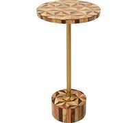 Kare Beistelltisch Domero Table d'appoint, Métal Bois d'ingénierie Plastique, Doré/Marron, Ø25cm