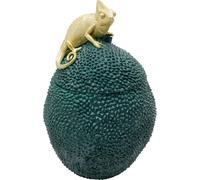 Kare Boîte décorative design Jackfruit caméléon, vert, 41 x 26 x 27 cm, boîte de rangement, motif caméléon, faite à la main, pour salon