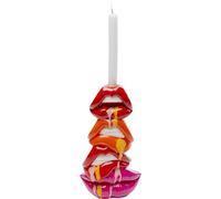 Kare Bougeoir Design Lips Rouge lèvres peintes à la Main Pièce Unique pour Bougies à Tige Objet décoratif pour Le Salon, Les étagères, Grand bougeoir, 30 x 17 x 9 cm (H x l x P)