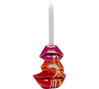 Kare Bougeoir Design Lips Rouge lèvres peintes à la Main - Pièce Unique pour Bougies à Tige - Objet décoratif pour Le Salon, Les étagères, Petit bougeoir - 17 x 21 x 7 cm (H x l x P)