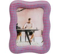 Kare Cadre photo design Wavy Peint à la main Rose Unique Utilisable debout Montage mural possible Design moderne Taille A5 Idée cadeau 23 x 18 x 2 cm (H x l x P)