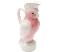 Kare Carafe design Exotic Bird, blanc/rose, peinte à la main, design animal, exotique, pichet à eau, vase, vase décoratif, Dolomite émaillée, 30 x 17 x 11,5 cm (H x l x P)