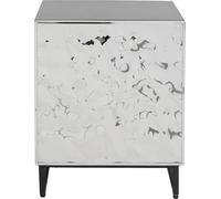 Kare Carino Commode Design Argenté/Noir Finition chromée 50 x 40 x 39 cm Porte Push to Open Table de Chevet Table de Rangement Chambre à Coucher