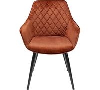 Kare Chaise à accoudoirs Harry Rouge Rouille, Bois d'ingénierie Plastique Polyuréthane Métal, 84x60x63cm