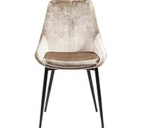 Kare Chaise Design East Side Pearl - Beige - Aspect Velours - Pieds en Acier - Moderne - pour Salon - 95 x 52 x 63 cm (H x l x P)