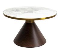 Kare Cono Table Basse Design en céramique - Marron - Diamètre : 70 cm - Plateau en marbre - Design de qualité supérieure - Table Basse Ronde - Plateau en Pierre - 34 x 70 x 70 cm (H x l x P)