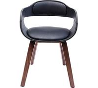 Kare Costa Chaise design en noyer Marron/noir Chaise de bureau, salle à manger, accoudoirs et dossier, aspect cuir, rembourrée, 75 x 53 x 51 cm (H x l x P)