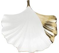 Kare Coupe Ovale en Porcelaine Dorée, 518 ml, Style Éclectique Doré, Ginkgo Blanc et Doré