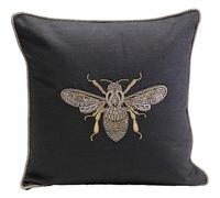Kare Coussin Design Glitter Bee avec Housse Amovible avec Fermeture éclair et Rembourrage Noir 40 x 40 cm (H x l)