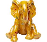 Kare Desgin Figurine éléphant à Pois Jaunes - Motif Animal - Accessoire de Salon pour étagères et buffets - Sculpture décorative - 16 x 19 x 20 cm (H x l x P)