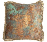 Kare Design Antique Fringe Multicolore 55 x 55 cm Housse Amovible avec Fermeture éclair avec Bords à Franges Coussin décoratif avec Rembourrage Coussin décoratif Coussin de canapé
