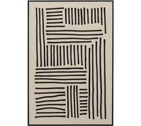 Kare Design Artistic Line Impression sur toile murale Noir/blanc Tableau mural avec cadre peint à la main Peinture à l'huile abstraite moderne pour salon, chambre à coucher, couloir 113 x 73 cm (L x