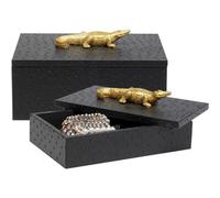 Kare Design Boîtes Noires Crocodiles dorés Set de 2