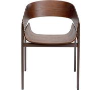 Kare Design Chaise avec accoudoirs Biarritz Marron, Assise en Bois, Pieds en métal Robuste, Chaise de Salle à Manger, Fauteuil, Meuble Moderne, Tabouret pour la Maison et la Cuisine