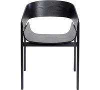 Kare Design Chaise avec accoudoirs Biarritz - Noir - Siège en Bois - Pieds en métal Robuste - Chaise de Salle à Manger - Fauteuil Moderne - Tabouret pour la Maison et la Cuisine