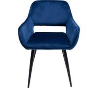 Kare Design Chaise avec accoudoirs San Francisco Velours Bleu pétrole