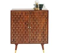 Kare Design Commode Muskat 2 portes, marron/or, bois massif, meuble maison, salon, chambre, capacité de charge max 25kg, 92x75x40cm