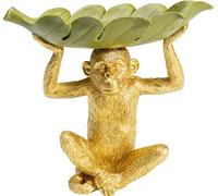 Kare Design Coupe Décorative Banana Leaf, Vert/Or, Animal Singe, Deco Intérieur, Décoration Chambre, Salon, Maison, Cadeau, 22x14x24 cm (H/L/P)