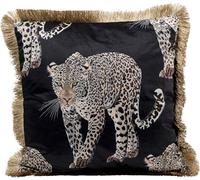 Kare Design Coussin à Franges Noir léopard