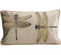 Kare Design Coussin décoratif Glitter Dragonfly, Beige/Or, Motif Broderie Libellule, décoration canapé, lit, Fauteuil, Grande Taille, 50 x 30 cm