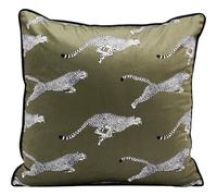 Kare Design Coussin Running Chetahs 45 x 45 cm Vert Moderne Coussin décoratif Fait à la Main avec Fermeture éclair pour Chambre à Coucher et Salon
